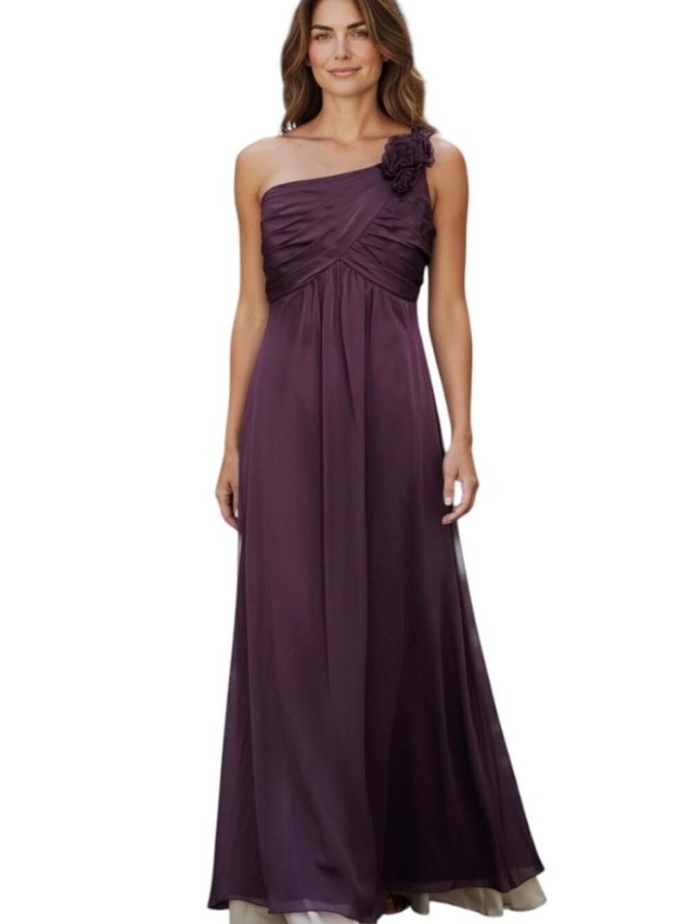 Belsole One Shoulder Chiffon Maxi Dress Purple Plum Formal Prom Bridesmaid Size8